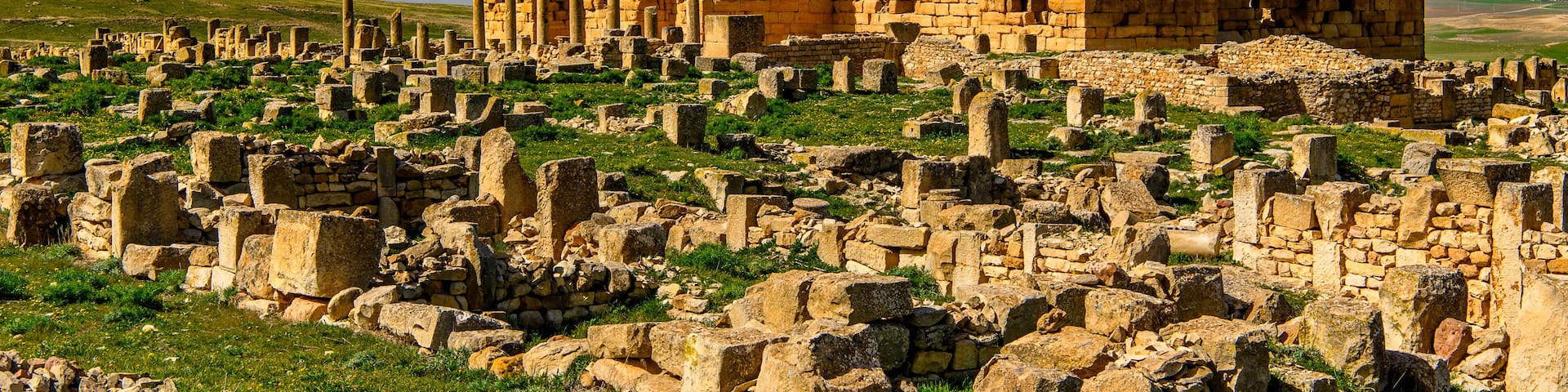 Ruins of a temple of Madauros, a Roman-Berber city in the old province of Numidia, Algeria