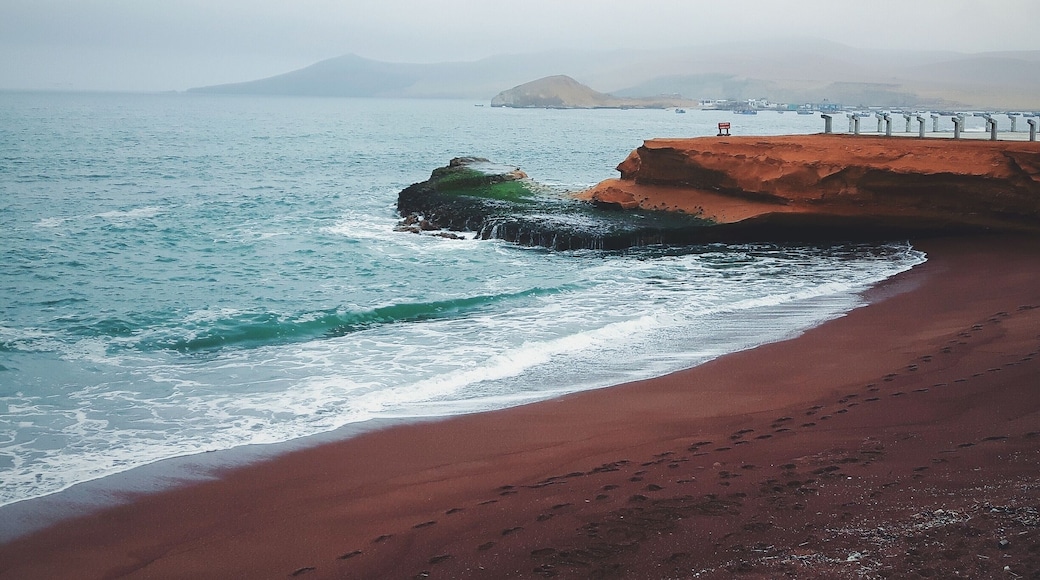 The red sand beach near the capital of Lima.