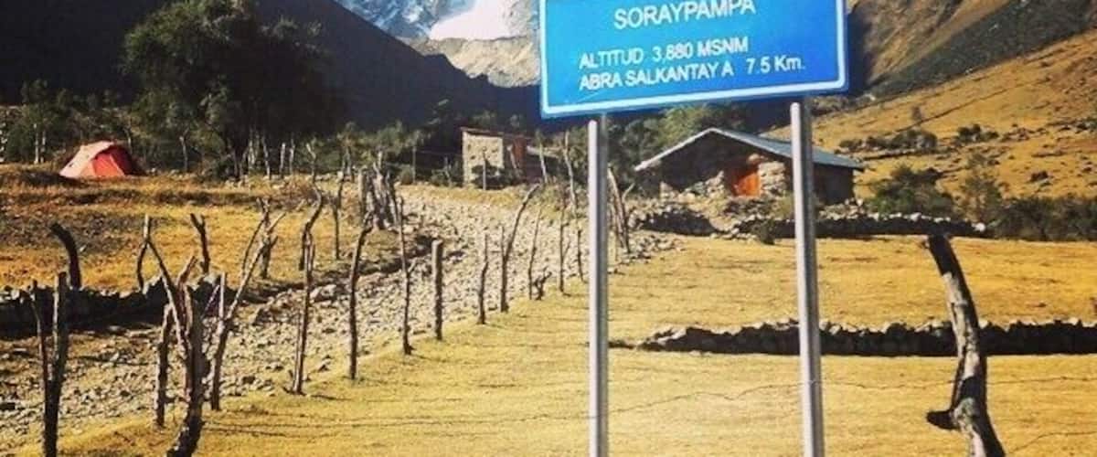 Views of Salkantay mountain in the background.