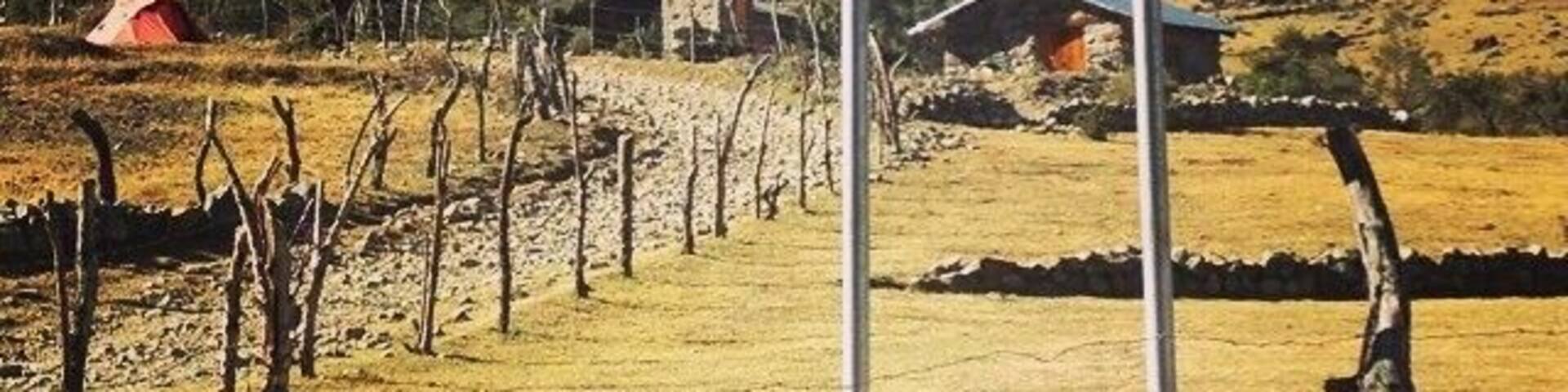 Views of Salkantay mountain in the background.