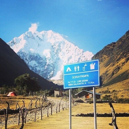 Views of Salkantay mountain in the background.