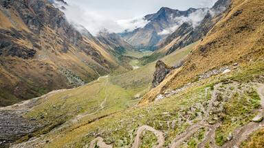 Mountain landscape with route to Machu Picchu