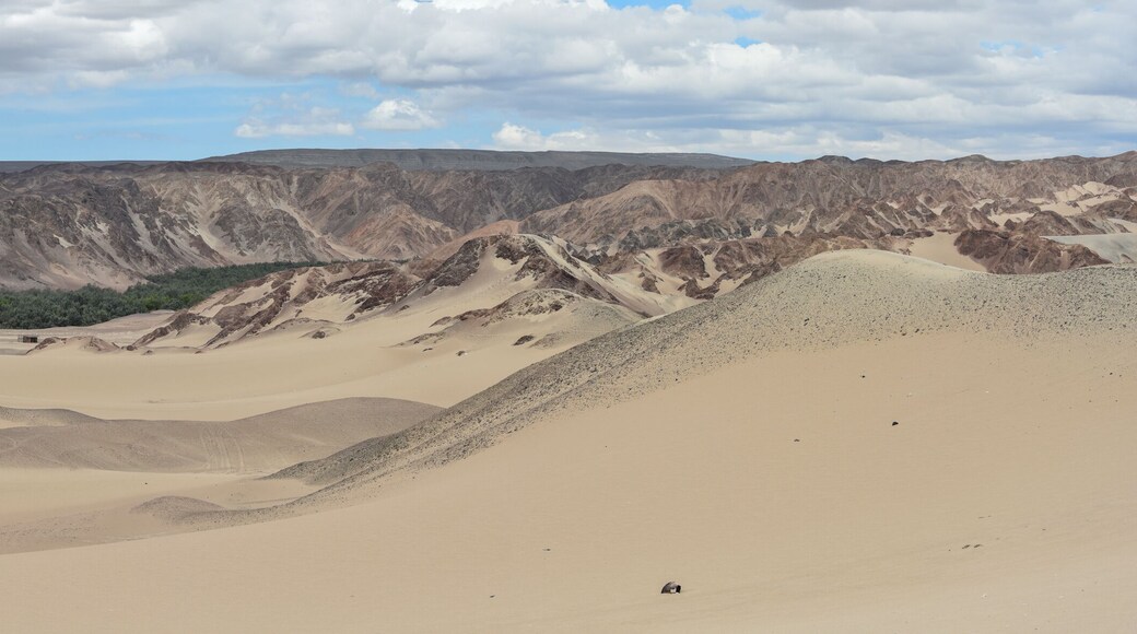 Panoramic views over a river valley in the deserts of Ica, Peru