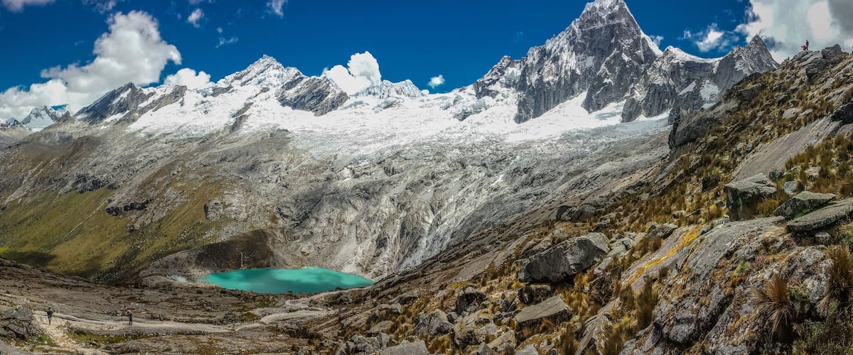 Panoramatic view of Cordillera Blanca in Peru