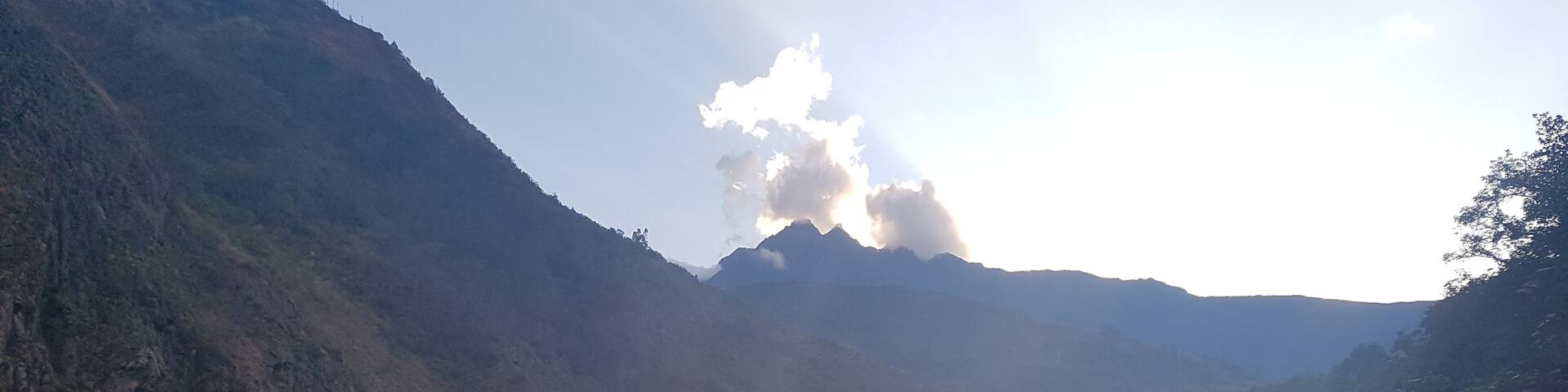 Only cloud in the sky blocking out the sun over the Urubamba River, Peru