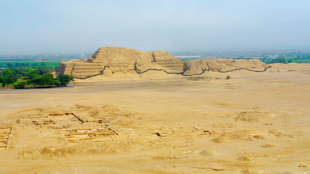 The Huaca del Sol brick temple built by the Moche civilization near Trujillo, Peru