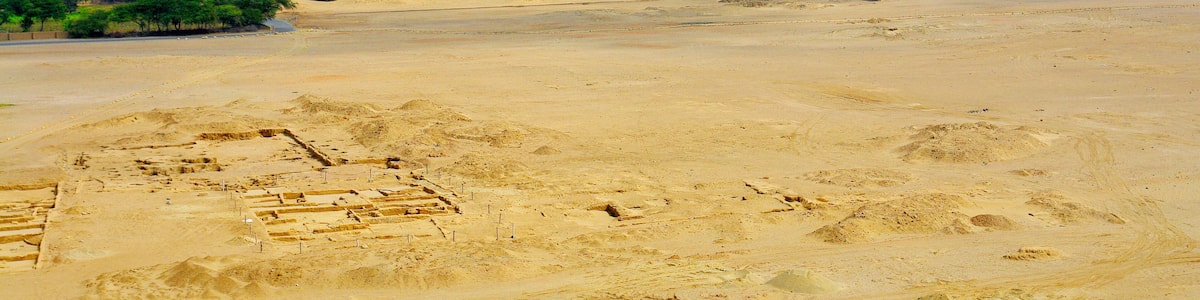 The Huaca del Sol brick temple built by the Moche civilization near Trujillo, Peru