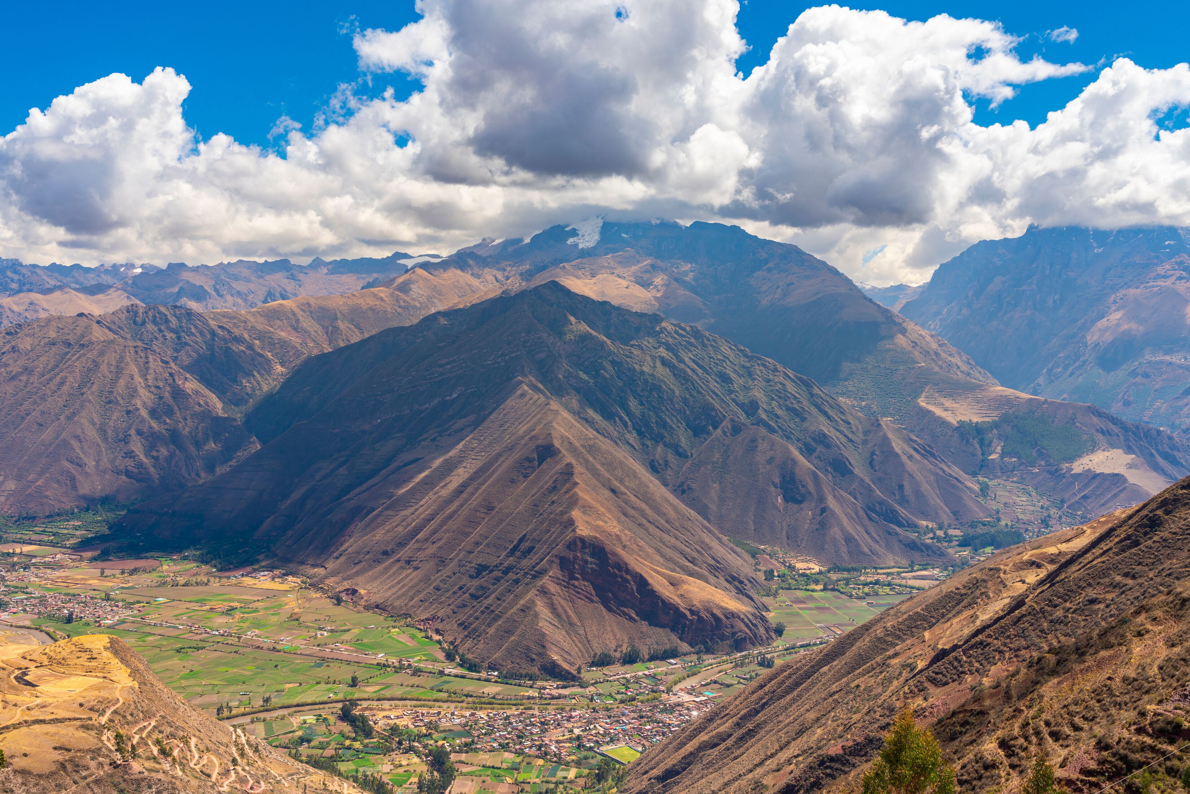 Mountains in Sacred Valley as seen from Huayllabamba viewpoint, Sacred Valley, Urubamba Province, Cusco Region, Peru