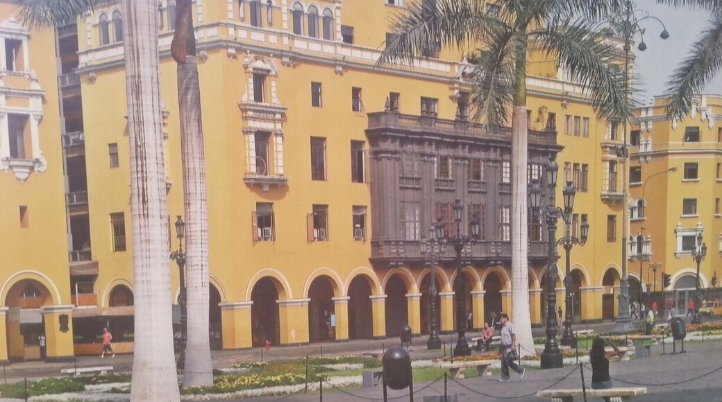 Great spanish colonial archtecture in Plaza de Armas, Lima, Peru.