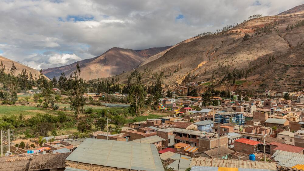 Aerial view of Acobamba village near Tarma town, Peru