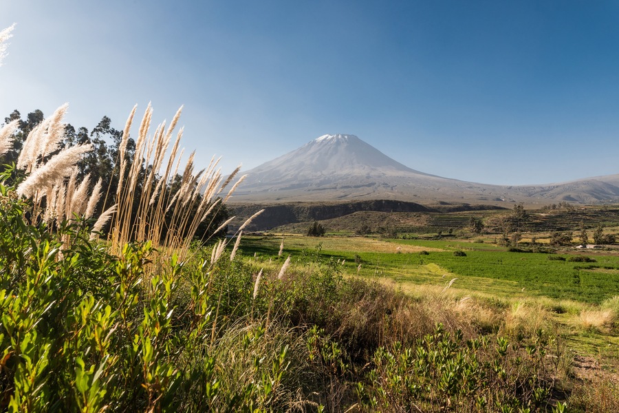 Misti volcano from the fields of the town of Chiguata in Arequipa