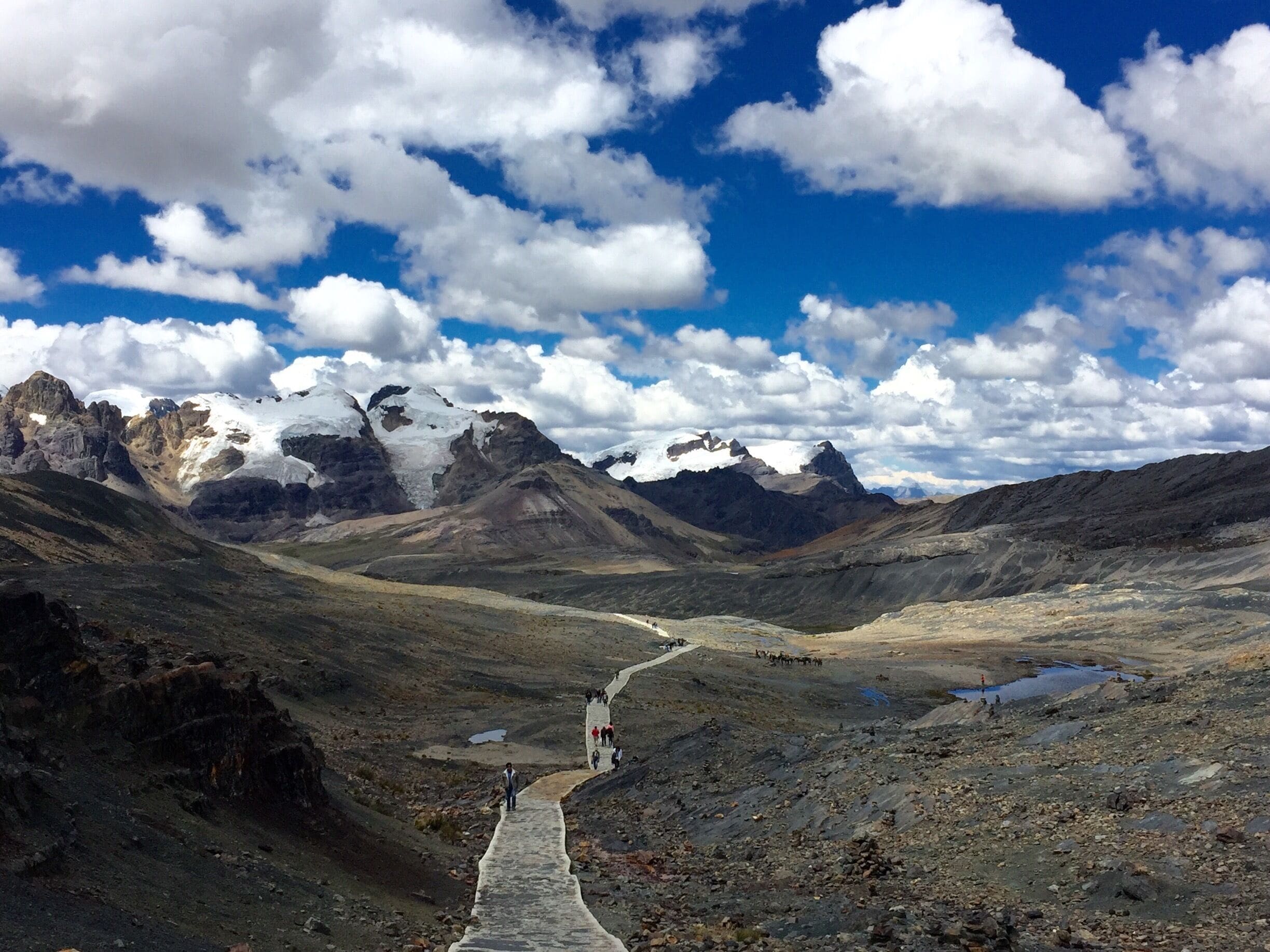 This Peruvian national park is located near the city of Huaraz and is home to the world's highest tropical mountain range also known as Cordillera Blanca of the Andes. 
Please be aware of the altitude since its 3,500 to 6,768m above sea level at the summit of El Huascarán (the highest peak in Peru). 

Spend a few days in Huaraz to get acclimated before attempting this hike and prepare yourself for a spectacular view. #blue #bestof5 #Peru
