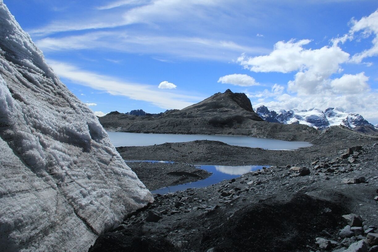 If you're not up to a full-day trek at altitude but you still want to get a taster of the spectacular landscapes to be found within the Huascaran National Park in central Peru, the stunning Pastoruri Glacier is the trip for you.

It's the only glacier in the world accessible by road, and the base of it stands at 5050 metres above sea level.  It's a short 1 hour hike from the car park (and another hour back), or you can hire a mule to save your legs (and your breath!)

We booked with Quechuandes in Huaraz:
http://www.quechuandes.com/pastoruri.php