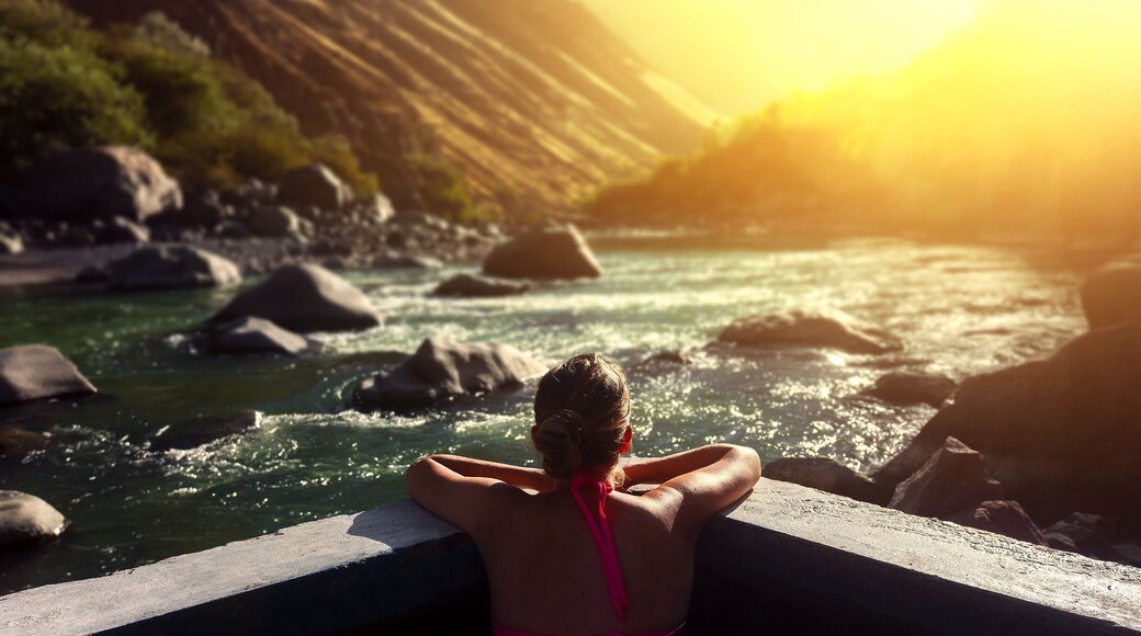 Colca Canyon in Peru should be on every hiker's bucket list. We spent two nights there during our visit a few years back and loved every moment. The best memory I have is of us watching the sun dip behind the mountains from a natural hot spring in Llahuar, a perfect ending to a long day of #hiking! #goldenhour #waterlust
