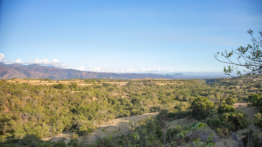 CRATER OF AN EXTINCT VOLCANO ON THE SOUTH SIDE OF THE CENTRAL MOUNTAIN RANGE OF THE DOMINICAN REPUBLIC, IN THE SAN JUAN VALLEY
