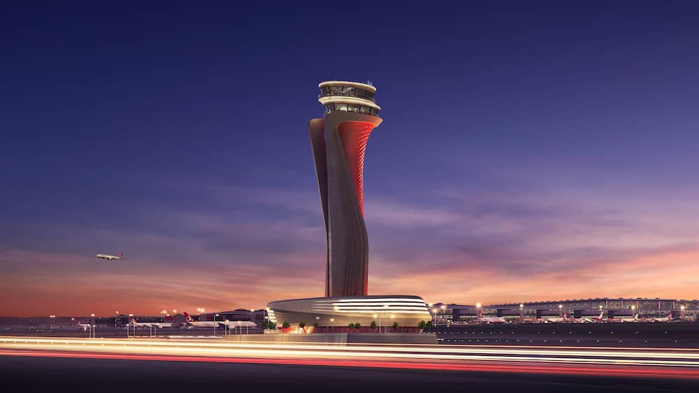 Istanbul showing an airport, night scenes and a sunset