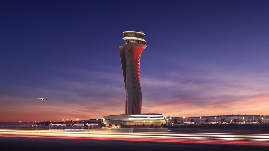Istanbul showing an airport, night scenes and a sunset