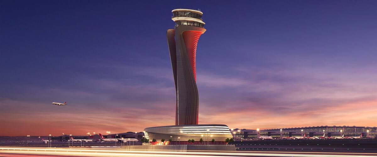 Istanbul showing an airport, night scenes and a sunset