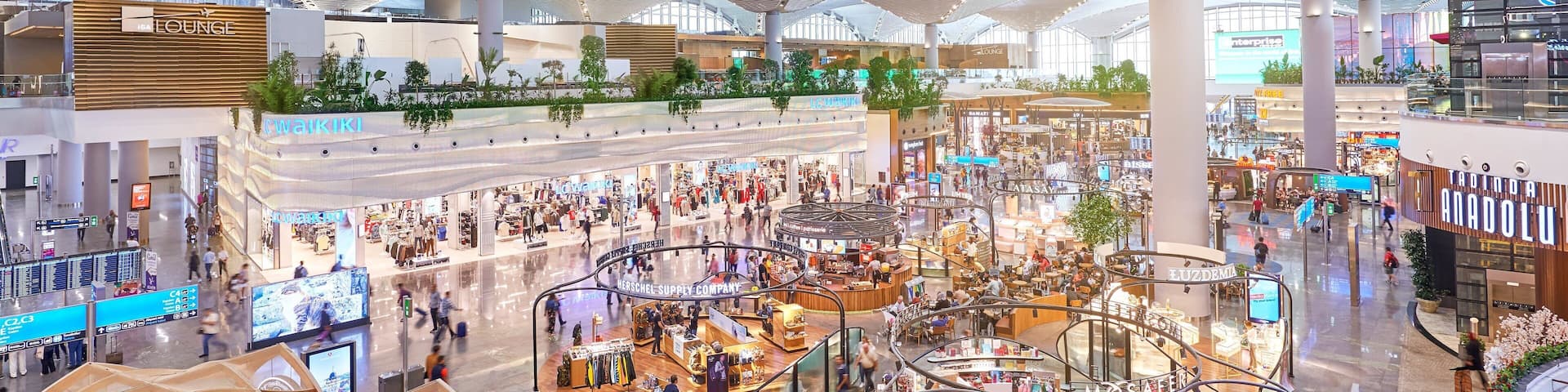 Istanbul which includes an airport and interior views