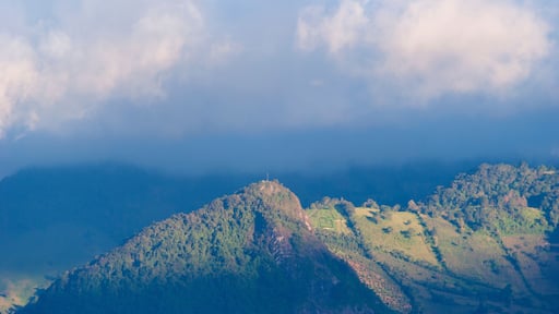 Mountains crops and deforestation Guatemala, urban and rural view.