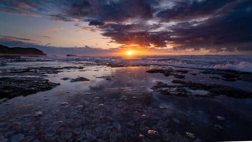 Romantic sunset on Palmachim beach, Israel