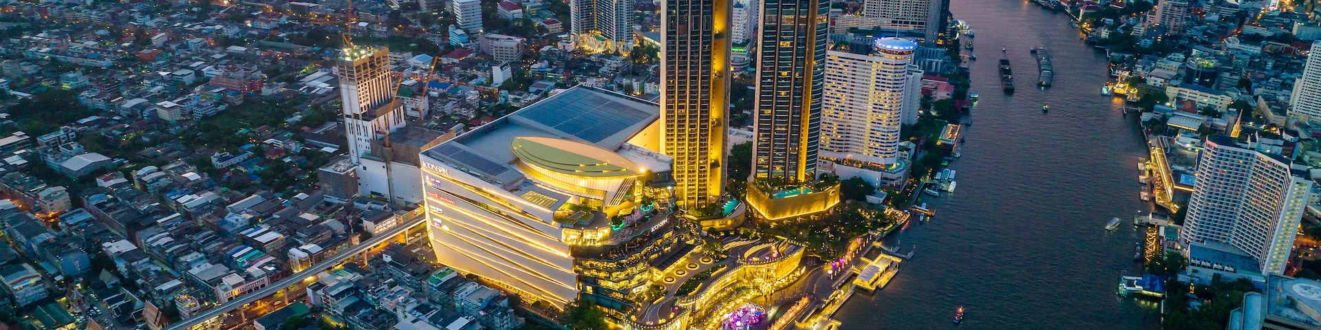 Aerial view of Icon Siam water front building in downtown Bangkok, Thailand