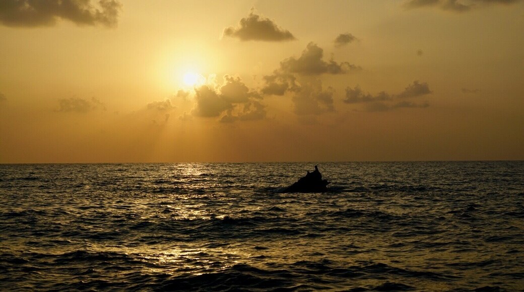 Winter sunset in a beautiful beach