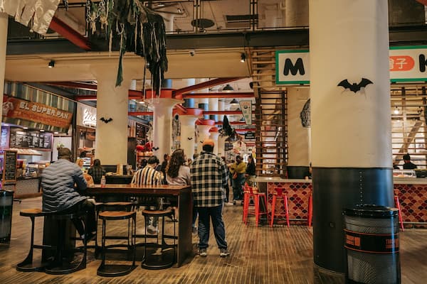 Ponce City Market showing interior views as well as a small group of people