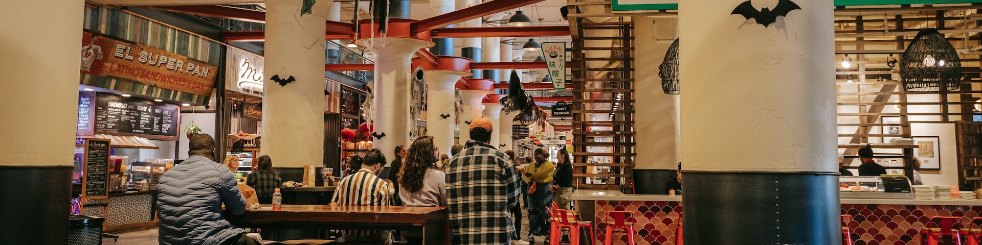 Ponce City Market showing interior views as well as a small group of people