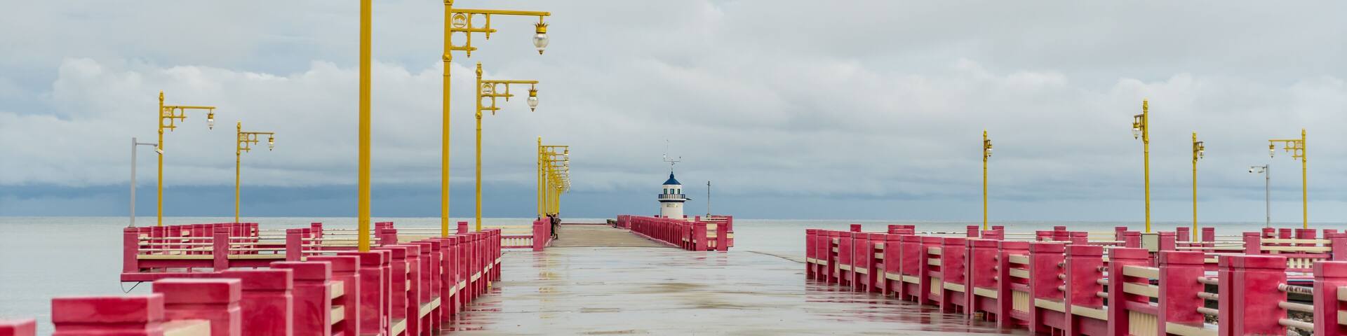 landscape of Saran-way Bridge after the rain at Prachuap Khiri Khan, thailand.