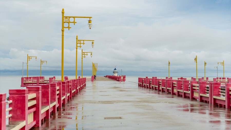 landscape of Saran-way Bridge after the rain at Prachuap Khiri Khan, thailand.