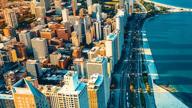 Chicago cityscape with a view of Lake Michigan