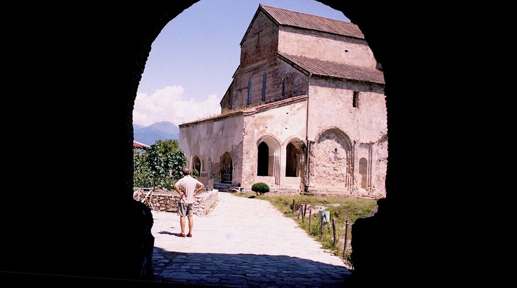 Alaverdi Monastery- a Georgian Orthodox monastery located near Telavi in the Alazani-River valley in Kakheti region. Founded by the Assyrian monk Joseph Alaverdeli, the monastery dates to the 6th century but the present day cathedral replaces a smaller church and was built in the 11th century by Kvirike III of Kakheti.