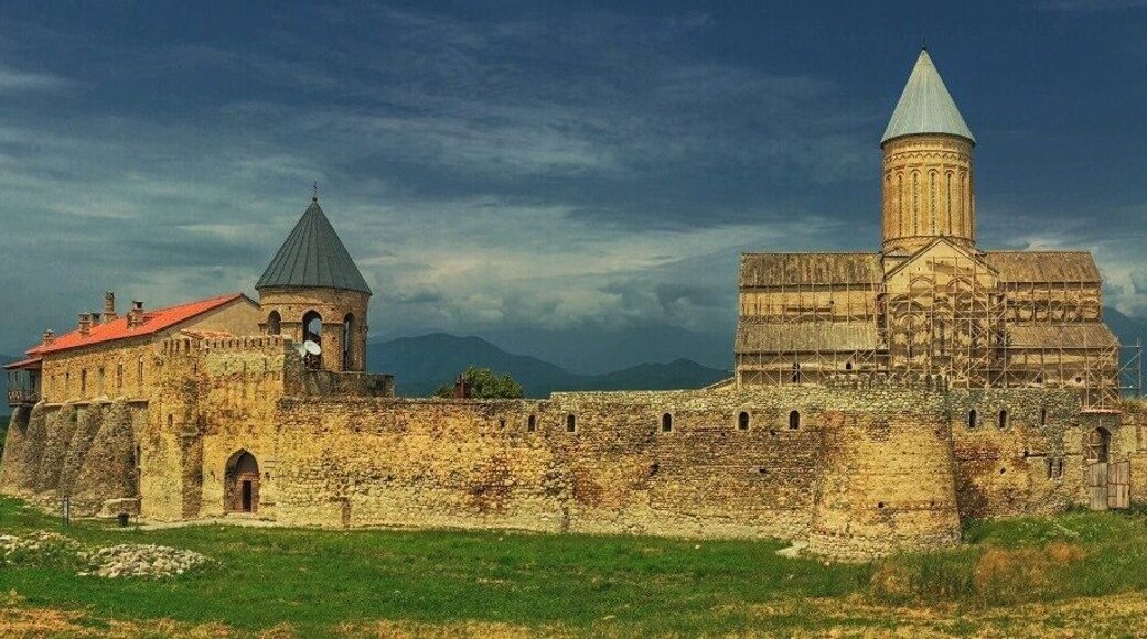 July 2010
Alaverdi monastery, Kakheti region, Georgia
Alaverdi Monastery is a Georgian Eastern Orthodox monastery located 25 km from Akhmeta, in the Kakheti region of Eastern Georgia. While parts of the monastery date back to 6th century, the present day cathedral was built in the 11th century by Kvirike III of Kakheti, replacing an older church of St. George.
The monastery was founded by the Assyrian monk Joseph (Yoseb, Amba) Alaverdeli, who came from Antioch and settled in Alaverdi, then a small village and former pagan religious center dedicated to the Moon. At a height of over 55 meters, Alaverdi Cathedral is the second tallest religious building in Georgia, after Holy Trinity Cathedral of Tbilisi, which was consecrated in 2004. Its overall size is also smaller than the cathedral of Svetitskhoveli in Mtskheta. The monastery is the focus of the annual religious celebration Alaverdoba. Situated in the heart of the world's oldest wine region, the monks also make their own wine, known as Alaverdi Monastery Cellar.