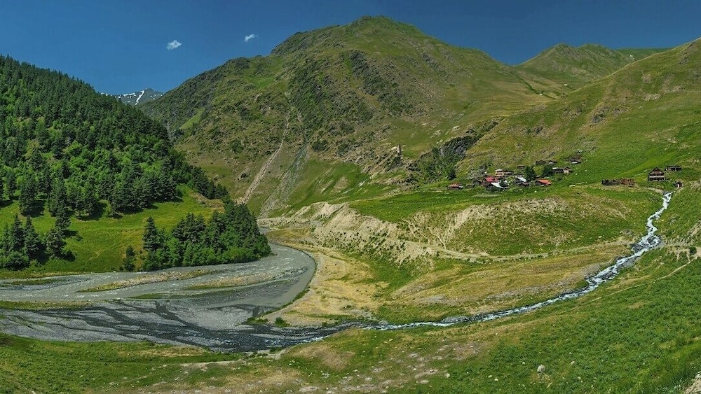 July 2010
Chesho village, Tusheti region, Caucasus, Georgia
Chesho is a village between Dartlo and Parsma in a lovely bend of the Pirikiti Alazani river. It is on the route from Omalo to Shatili, the most popular trek in this part of Georgian Caucasus.