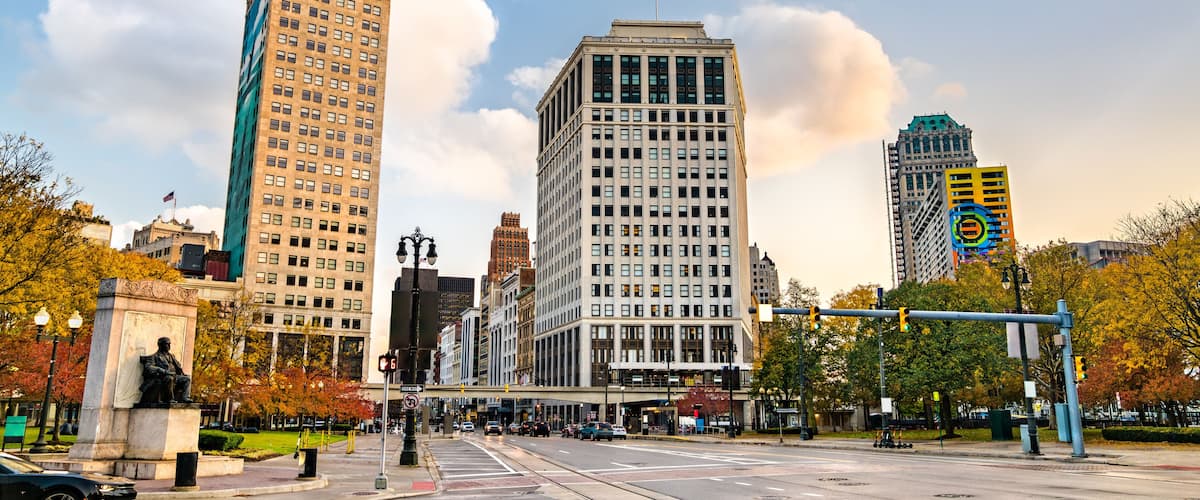 Historic buildings in Downtown Detroit - Michigan, United States