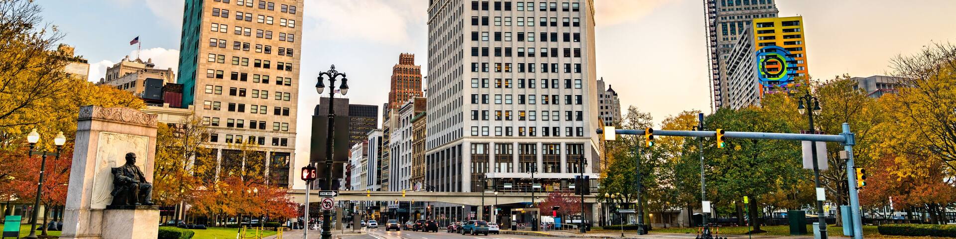 Historic buildings in Downtown Detroit - Michigan, United States