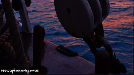 Sunset at sea as seen through the rigging on the schooner The Liberty Clipper which cruises the islands of The Bahamas.
This is a working boat not a luxury cruise on it you can feel part of the crew and help raise the sails or climb the mast, such a wonderful experience.
http://www.libertyfleet.com/tall-ship-cruise/cruising-grounds/bahamas #waterlust