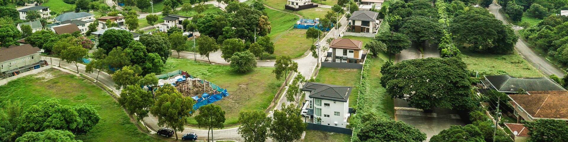 Aerial of Susana Heights, in Muntinlupa. Alabang skyline in the back.
