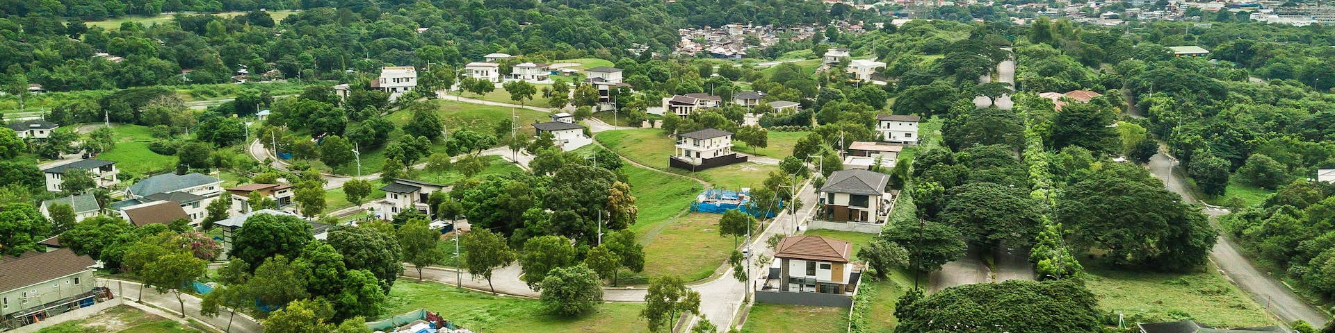 Aerial of Susana Heights, in Muntinlupa. Alabang skyline in the back.