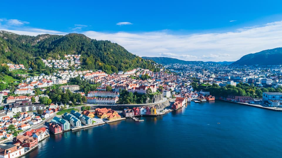 Bergen old town aerial view. Bergen, Norway., Shutterstock ID 1174168759, Purchase Order: SP-1506 Go Guides, Order Number: , Client/Licensee: Faa Praharnpap, Other: Hcom budget