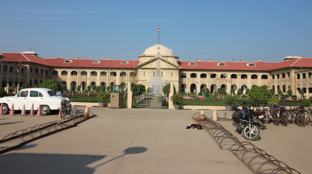 Allahabad, Uttar Pradesh/India- May 14 2020: The main building of the Allahabad high court and the central dome.