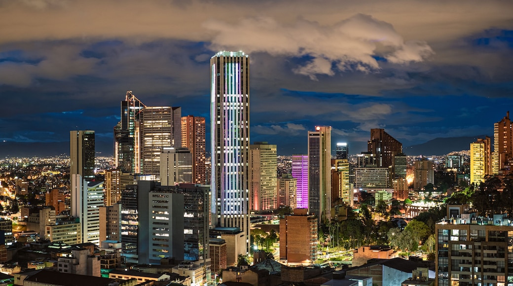 Bogota City Capital of Colombia Skyline Night Photography Pano