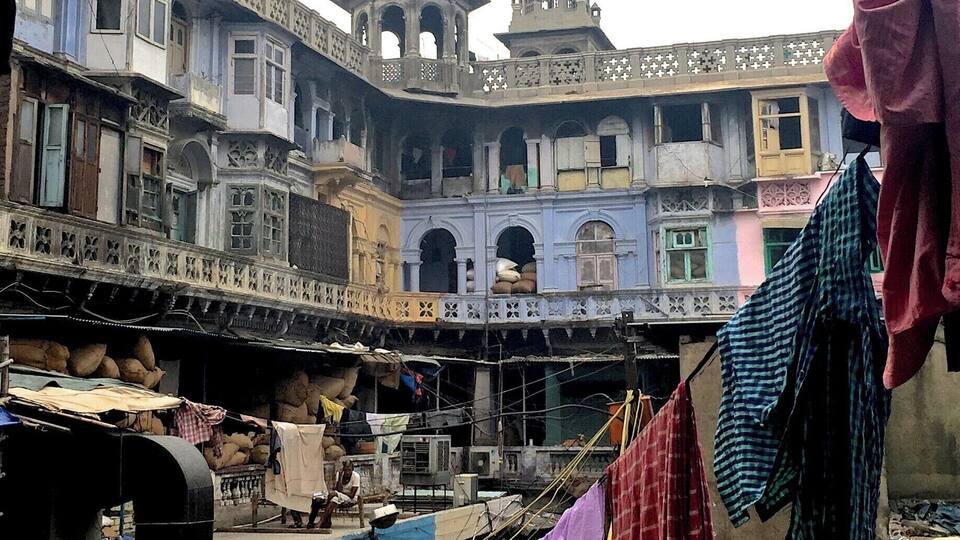 Spice Wholesaler's building in Old Delhi, India.