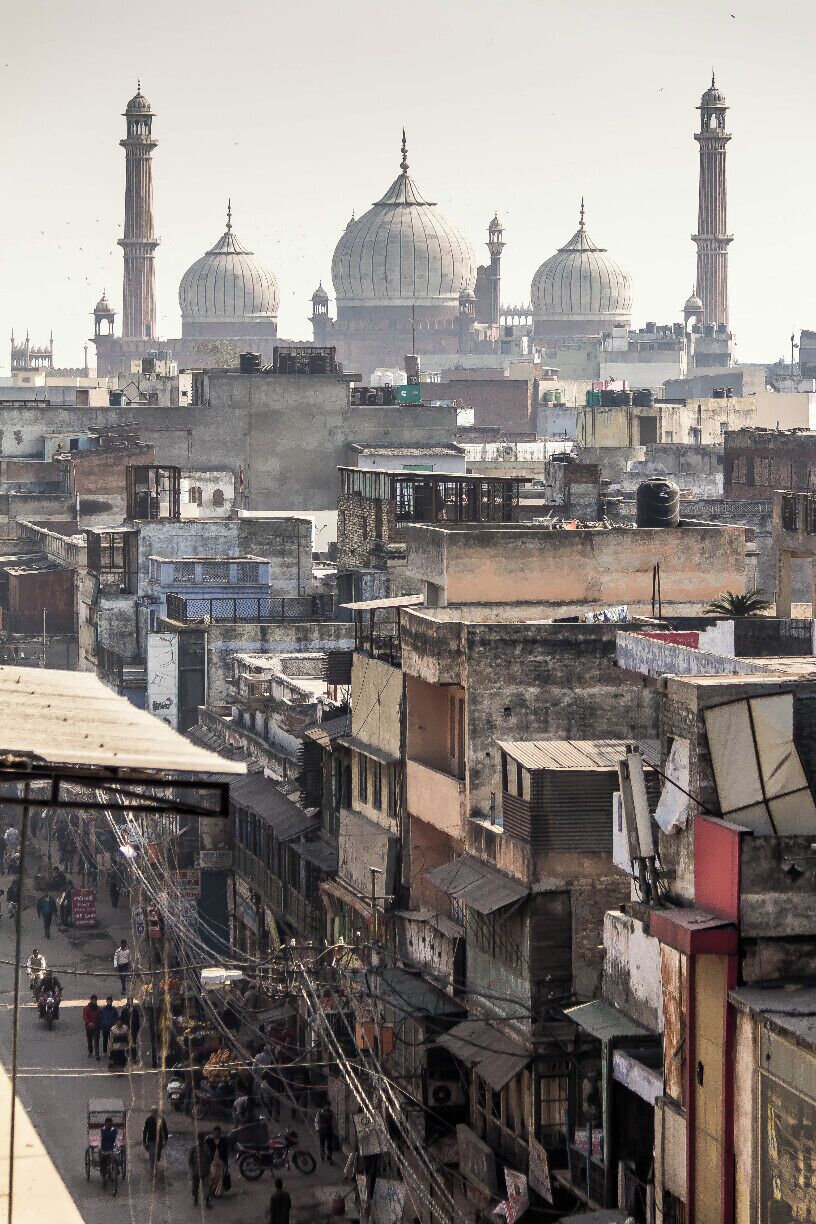 Old Delhi with Jama Masjid in the background.