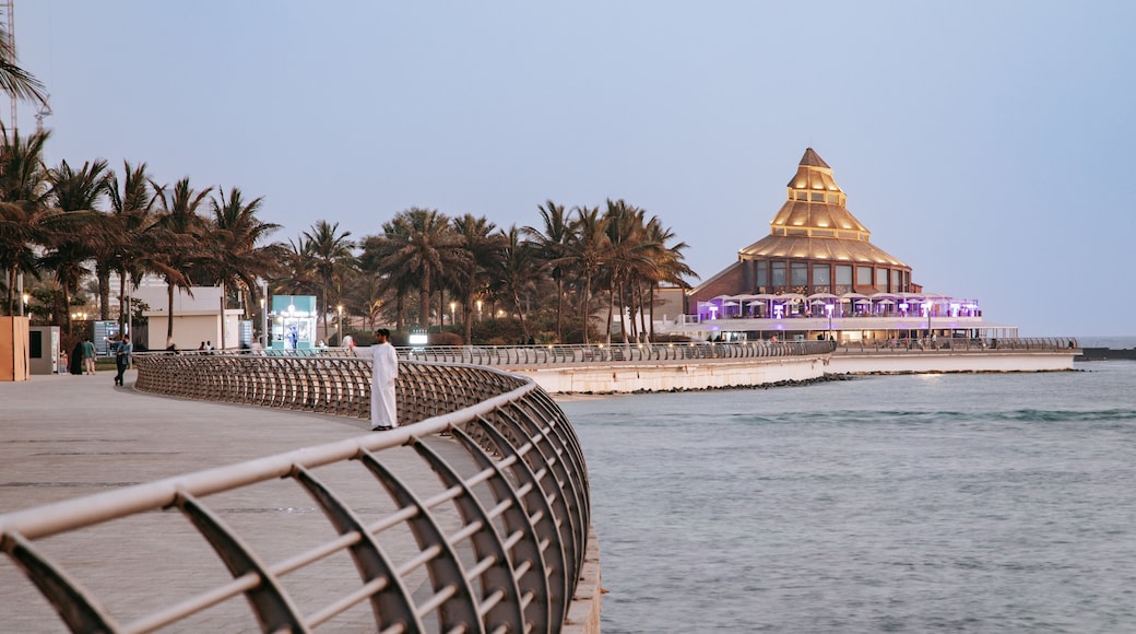Corniche featuring a coastal town