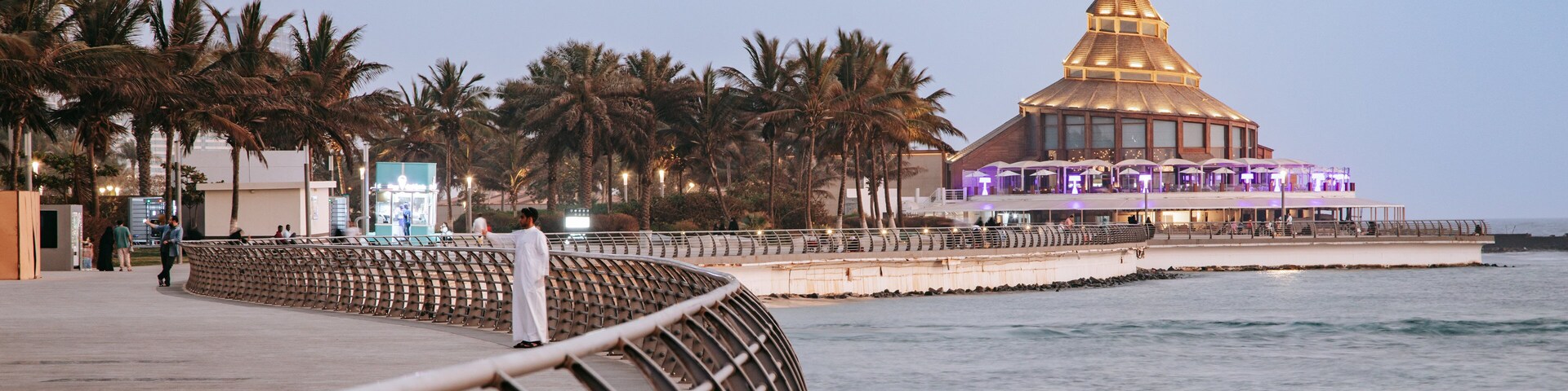 Corniche featuring a coastal town