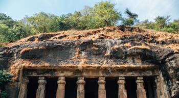 Elephanta Caves historical architecture in Mumbai, India