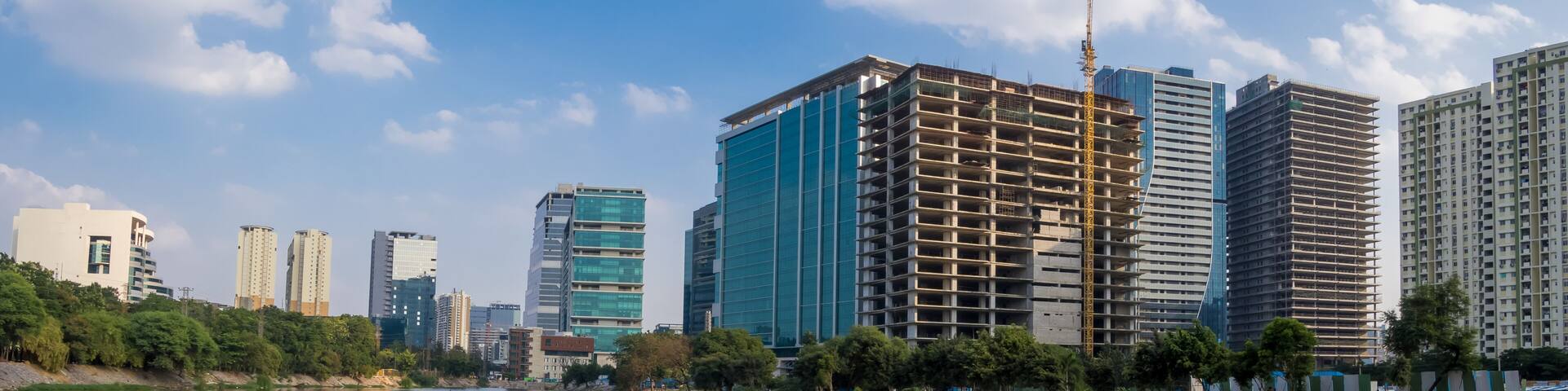 Tall buildings in Financial district of Hyderabad, One of the major financial hubs in India.