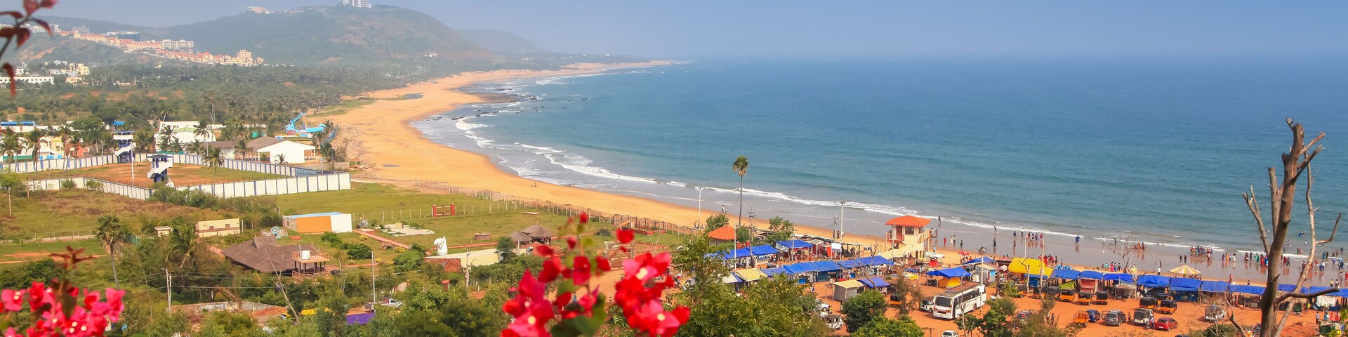 Scenic Rushi Konda beach in Visakhapatnam, India.